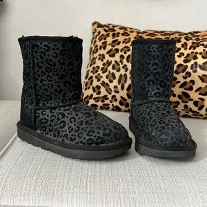 Kids Uggs. Black shimmer animal print. Worn 2-5 times
